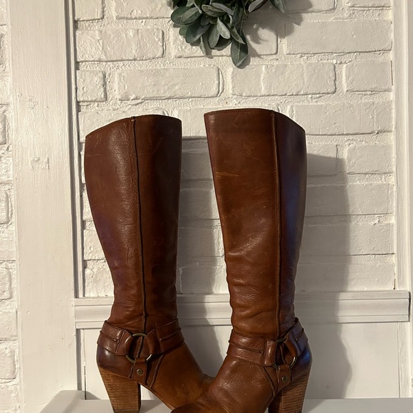 Frye Essa Seam Tall Leather Riding boots with Harness - Picture 4 of 4